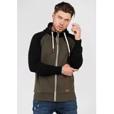 behype Sweatjacke "HENRAY", Herren, Gr. M, grün (khaki), 70% Baumwolle, 30% Polyester, mehrfarbig, normal, ohne Ausschnitt, Sweatjacken Sweatjacke, mit erhöhtem Kragen