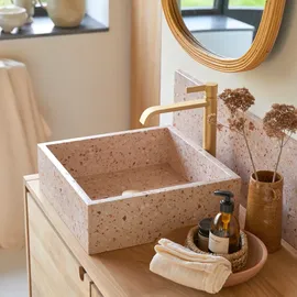 Tikamoon Waschbecken Made aus Premium-Terrazzo Pink