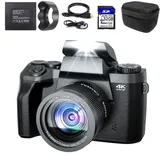 fine life Digitalkamera 4K, 64MP Fotokamera mit 3.0" Touchscreen, 16X Digitalzoom Kompaktkamera mit WiFi, Kameratasche, Haube, 32GB TF-Karte,