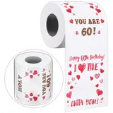 Clabby Lustige Streich-Toilettenpapier-Geburtstagsgeschenke für Frauen und Männer Lustiges Toilettenpapier zum Geburtstag Ideen Scherzgeschenk für Freunde Geburtstag Party Dekorationen(60. Geburtstag)