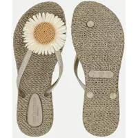 Flip-Flops mit Blumendetail Beige 40