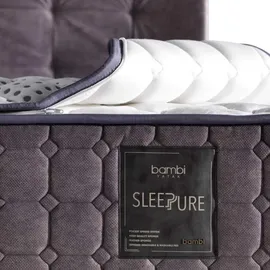 Bambi Boxspringbett 160x200 mit Bettkasten mit Matratzen Sleepure Set mit 2 Nachttischen Abnehmbar und Waschbar Top-Pad