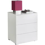 Composad Carryhome Nachtschrank, Weiß Hochglanz Holzwerkstoff, 3 Schubladen, 55x64x44 cm