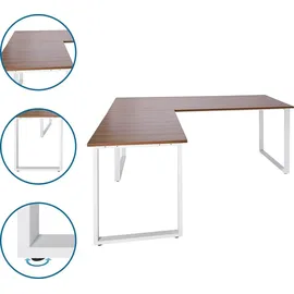 HJH Office Eckschreibtisch Workspace XL Walnuss / Weiß