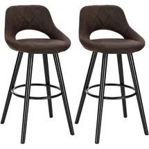 Woltu Barhocker 2er Set, Barstuhl Bistrohocker Tresenhocker mit Lehne und Fußstütze Design Stuhl Holz Stoffbezug, Dunkelbraun, - Dunkelbraun