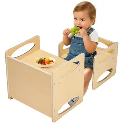VEVOR Kinder Montessori Aktivitätstisch Lernstuhl Set Holz Höhenverstellbar