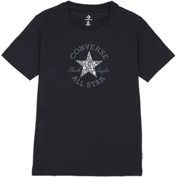 T-Shirt CONVERSE "FLORAL CHUCK TAYLOR T-SHIRT", Damen, Gr. M (38), schwarz (converse schwarz), Obermaterial: 100% Baumwolle, sportlich, Shirts