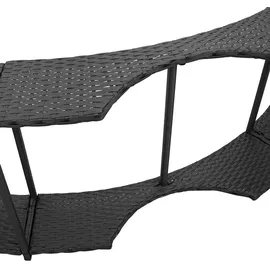 vidaXL Whirlpool-Umrandung mit Stauraum Holztreppe Schwarz Poly Rattan