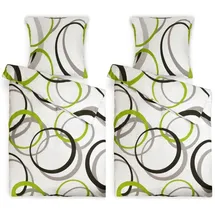 Beautissu Nina Renforcé Bunt/Grün 135 x 200 cm + 2 x 80 x 80 cm