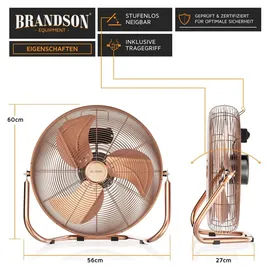 Brandson Windmaschine 160 cm Bodenventilator Kupfer