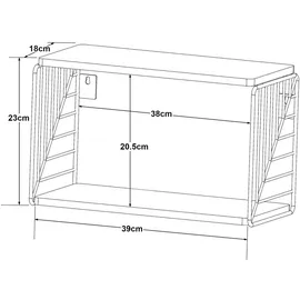 [en.casa] Wandregal Moss 39x18x23 cm Schwarz/Weiß [en.casa]