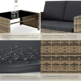 Tectake Lucca Rattan Lounge natur/dunkelgrau