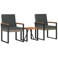 vidaXL Gartenmöbel Set 3-tlg. Grau/Dunkelgrau
