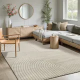 MERINOS Teppich MERINOS "Elio 6", beige (creme), B:140cm H:16mm L:200cm, Polypropylen, Teppiche, Teppich, moderner Kurzflor Teppich mit Hoch-Tief-Effekt, 3D Effekt