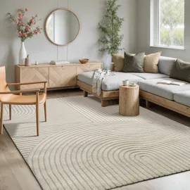 MERINOS Teppich MERINOS "Elio 6", beige (creme), B:140cm H:16mm L:200cm, Polypropylen, Teppiche, Teppich, moderner Kurzflor Teppich mit Hoch-Tief-Effekt, 3D Effekt
