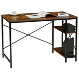 CARO-Möbel Schreibtisch TAVIRA im Industrial Stil aus Metall in schwarz und MDF Wildeiche, Tisch im minimalistischen Vintage Look mit 2 offenen Fächern