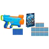 Nerf Elite Jr. Explorer Easy-Play Blaster, kann einfach geladen und abgefeuert Werden, 8 Nerf Elite Darts & Elite 2.0 50er Dart Nachfüllpackung – 50 Elite 2.0 Darts – kompatibel Blastern