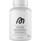 MORE Vegan Essentials O3-D3-K2, 80 Kapseln - Veganes Omega 3 aus Algenöl, mit Vitamin D3 & Vitamin K2, Kapselhülle aus Stärke