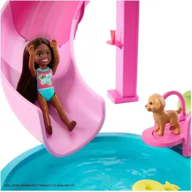 Mattel Puppenzubehör Traumpool Spielset mit Rutsche und schäumendem Whirlpool Beige