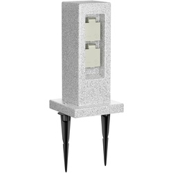 ledscom.de Garten-Steckdosensäule POCK mit Erdspieß Stein-Optik für außen, 2-Fach, Kunstharz, eckig, 30cm