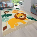 Paco Home Kinderteppich »Bino 582«, rechteckig, 4 mm Höhe, Spielteppich, Motiv Tiere, Löwe & Giraffe, Kinderzimmer beige