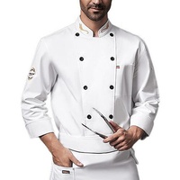 Kochjacke Unisex Kochjacke Damen Kochjacke Herren Unisex Koch Mantel Jacke, Hotel / Küche Langärmelig Zweireihig Uniform für Männer und Frauen, Atmungsaktiv Küche Arbeitskleidung ( Color : White , Siz