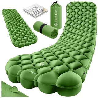 Kesser KESSER® Camping Matratze Isomatte Aufblasbare Luftmatratze Campingmatte, Outdoor Ultraleicht Faltbare Schlafmatte, Belastbarkeit: 200Kg, inkl. Tragebeutel, Reperaturpatch & Befestigung, Grün