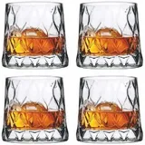Pasabahce 4er-Set Leafy Old Fashioned Special Design Premium Whiskyglas mit schwerem Boden, 300 ml