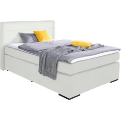 Boxspringbett ALINA "Nikki", weiß (weiß tls 00), B:153cm L:214cm, Komplettbetten, Boxspringbett, inklusive Matratze und Topper, Füße schwarz