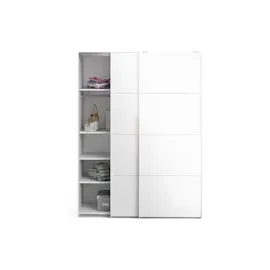 VCM Veto Schiebetürenschrank B150 cm 2 Türen weiß und weiß hochglanz.