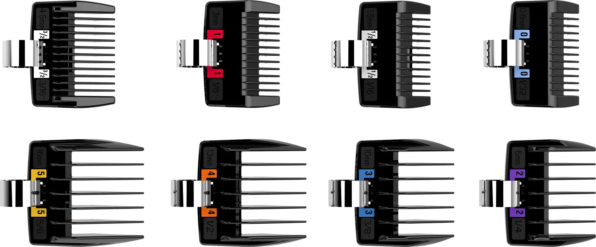 JRL 8-Pack Color-Coded Aufsteckkamm Set – Präzision & Effizienz für professionelle Haarschnitte