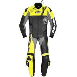 Spidi DP-Progressive Touring Lederkombi - Schwarz/Neon-Gelb/Grau / 58