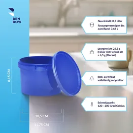 Benbow Eimer mit Deckel blau 0,5 l 20-teilig