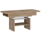 designimpex Couchtisch WM-2 ausziehbar höhenverstellbar mit Ablage Wohnzimmer Tisch, Funktionstisch, Wohnzimmertisch, Tisch, Esstisch, Sofatisch, Rollen braun