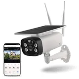 Emos GoSmart Outdoor Überwachungskamera IP-600 Eye mit WiFi und App + Solarpanel, 1080p Smart Home IP-Kamera mit Akku, kompatibel mit Alexa, Google Assistant, ohne ABO-Falle