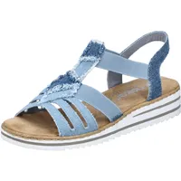 Rieker Damen V0678 Keilsandaletten, Blau, 39