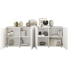 INOSIGN Sideboard »Rio Breite 240 cm, Kommode mit 4 Türen, Anrichte,« geriffelte MDF-Fronten, modern u. elegant, viel Stauraum weiß