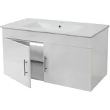 MCW Waschbecken + Unterschrank MCW-D16, Waschbecken Waschtisch, hochglanz 90cm weiß