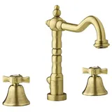 TRIZERATOP Retro 3-Loch Waschtischarmatur Altgold/Bronze