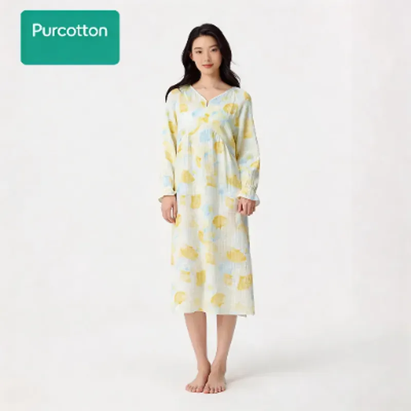 Damen luftgeprägter Loungewear-Gauze-Rock, Ginkgo-Blätter im Herbst-Kollektion, UK 12 (M)