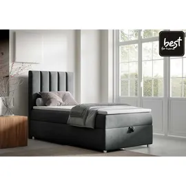 Best For Home Boxbett, Graphit, Textil, Höhe ca. 18 cm, Rechteckig, 100x200 cm, Schlafzimmer, Betten, Boxspringbetten