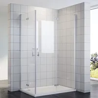 Walk in Duschkabine eckeinstieg mit falttüren 180o beide Seiten faltbar Nanobeschichtung glas Dusche Duschabtrennung 120x90x195cm - Sonni