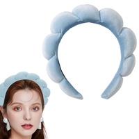 XPEX 1 STÜCKE Spa-Stirnband für Damen, Schwamm- und French-Terry-Stirnband, rutschfestes, weiches Stirnband(Blau)