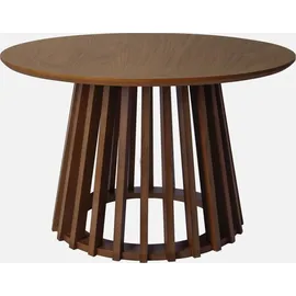 sweeek - 2er-Set Couchtische aus Holzdekor und Tannenholz, Ø40cm und Ø60cm - Nussbaumfarben