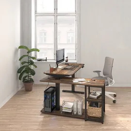 Ergo Office Höhenverstellbarer elektrischer Schreibtisch , max. Höhe 121cm, max. 70 kg, mit Tischplatte, rustikal braun, ER-450 - Braun/Schwarz