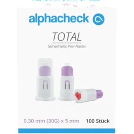 ALPHACHECK Sicherheits-Pen-Nadeln 100 Stück 30 G x 5 mm