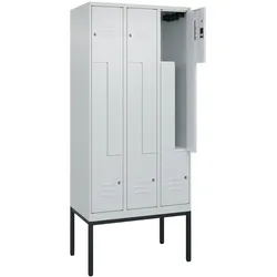 C+P Z-Spind Classic PLUS, Gestell, 6 Abteile, HxBxT 212x90x50cm, Zylinderschloss, Hellgrau/Hellgrau von PROREGAL