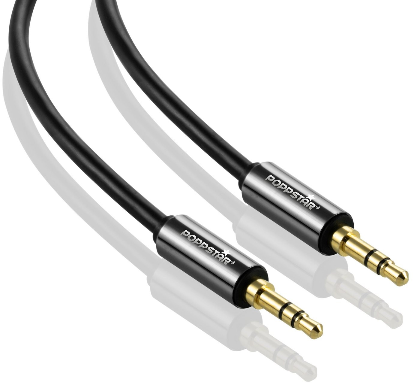 Poppstar Klinkenkabel vergoldet mit 3,5mm Klinke Audio-Kabel, 3,5-mm-Klinke, (300 cm), für Lautsprecher Kopfhörer Smartphone Auto Radio