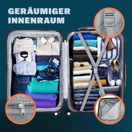 monzana Hartschalen-Trolley 4-Rollen XL 70 cm / 3,5 l silber