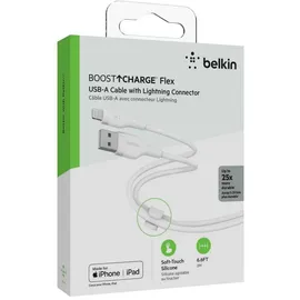 Belkin BoostCharge Flex USB-A Kabel mit Lightning Connector 2 m, Weiß